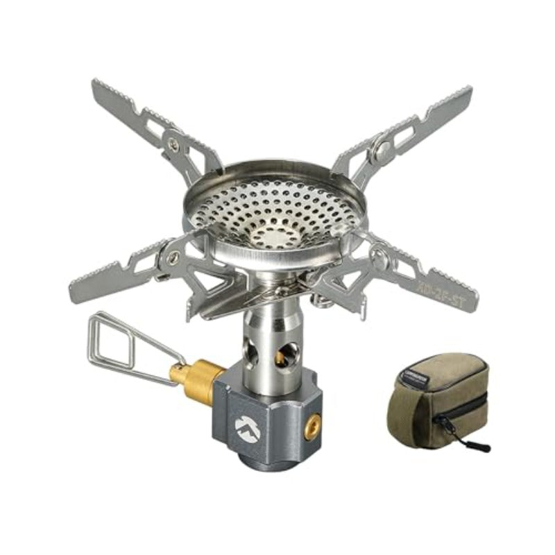 CAMPINGMOON Portable Canister Stove - Compact & Foldable, with Fine Adjustment Valve & 4-Bend Tube, Compatible with Camping, Hiking, RV Travel - Igniter Not Included / Sold Separately (Requires Specific Fuel) XD-2-NE