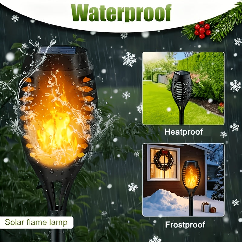 8pcs Outdoor Warm Light Solar Torch Light, Solar Light Waterproof, LED Flashlight for Outdoor Decoration, Perfect for Outdoor Decor Courtyard Garden, IP44 Waterproof Courtyard Lighting Light, Light Sensor Control Outdoor