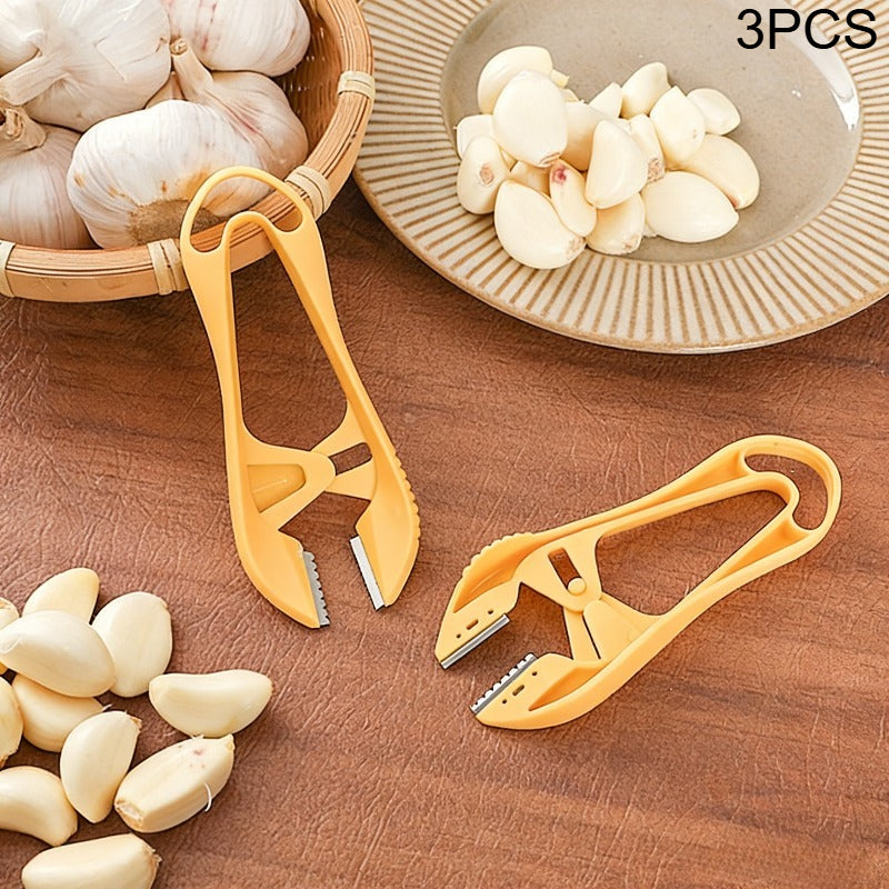 Garlic Peeler & Prep Tool Kit - Stainless Steel Blade Garlic Peeler, Garlic Head Skin Remover, Tweezers & Clamp for Quick Peeling