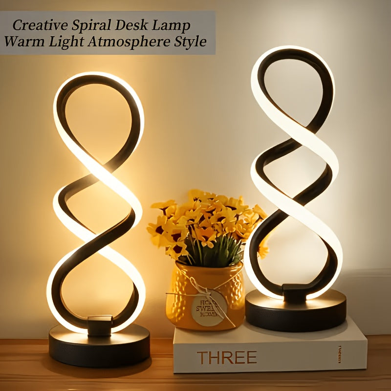 Classic retro spiral table lamp set (4/2/1-pack), three-color dimmable, USB powered, durable metal material, multi-room decorative light, suitable for bedroom, living room, study, hotel, office bedside lamp