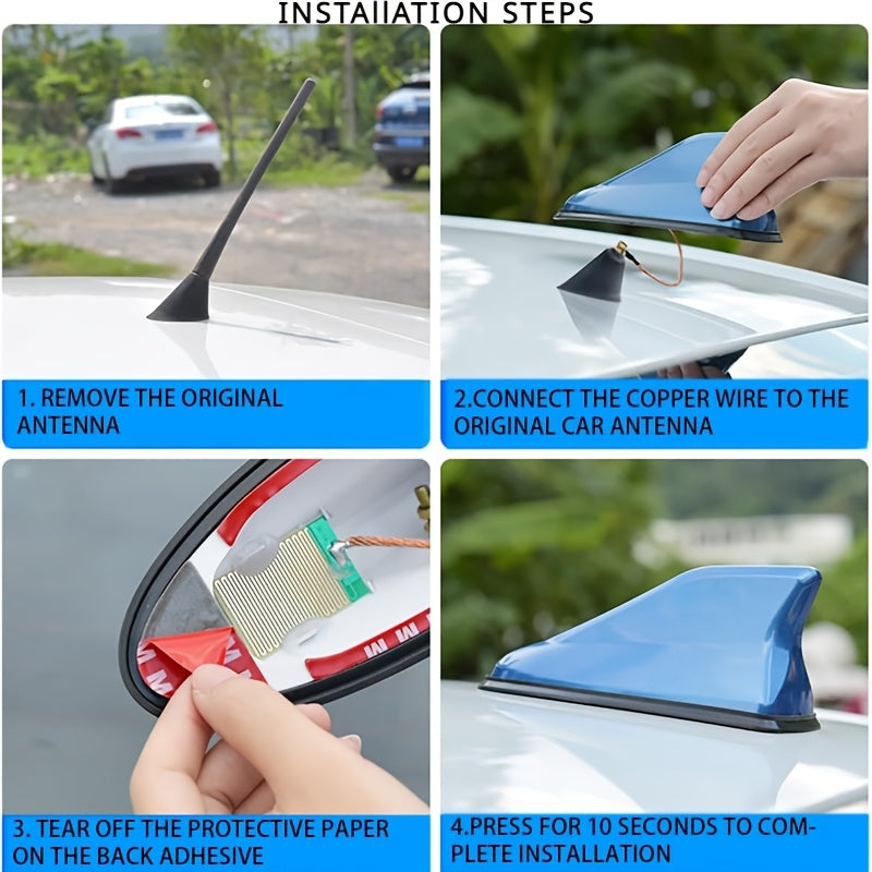 1pc Universal Shark Fin Car Antenna – with ABS Top Cover, Easy to Install, Radio Signal Antenna for Improving Vehicle Communication, Decorative Auto Accessory