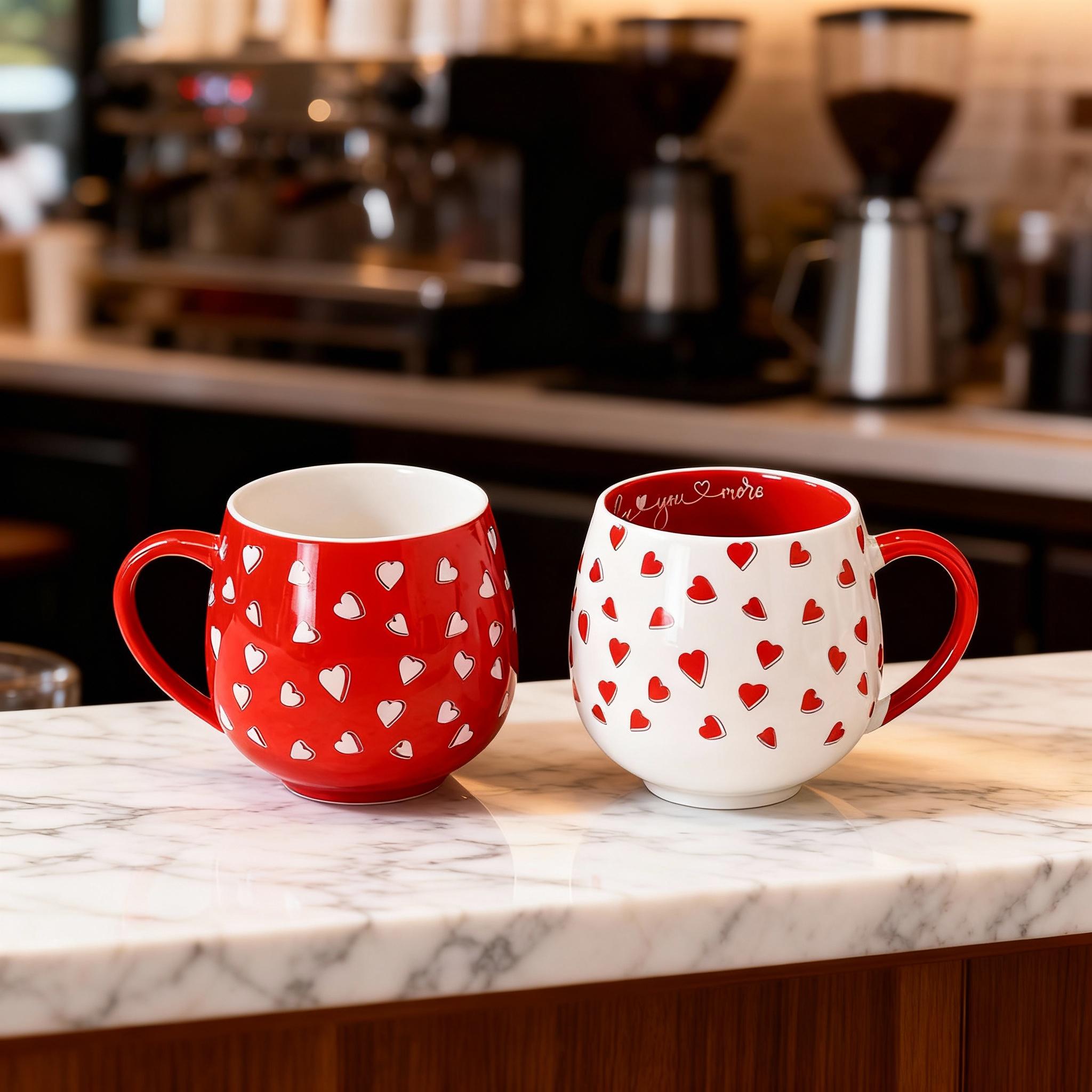 1/2 Pcs 370ml Ceramic Mug, Top Choice for Valentine’s Day Gift, Reusable Heart-Shaped Design Coffee Cup, Perfect for Coffee, Milk, Juice, Suitable for Home, Restaurant, Gift Giving, Ideal for Valentine’s Day, Mother’s Day, Father’s Day