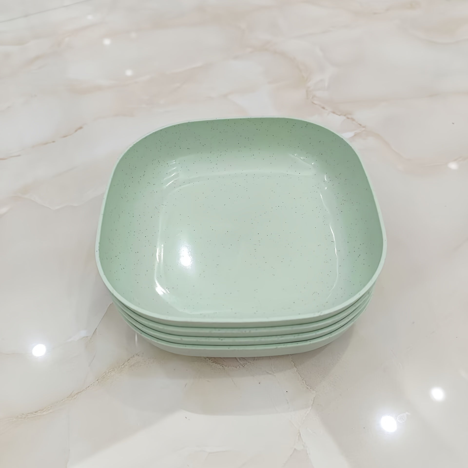 4/5Pcs Square Deepened Plates, Thickened Lightweight Dinner Plates, Microwave Safe & Dishwasher Washable, Easy Clean Stackable Shatterproof Tableware, Ideal for Fruit Salad Dessert Party Camping & Back to School