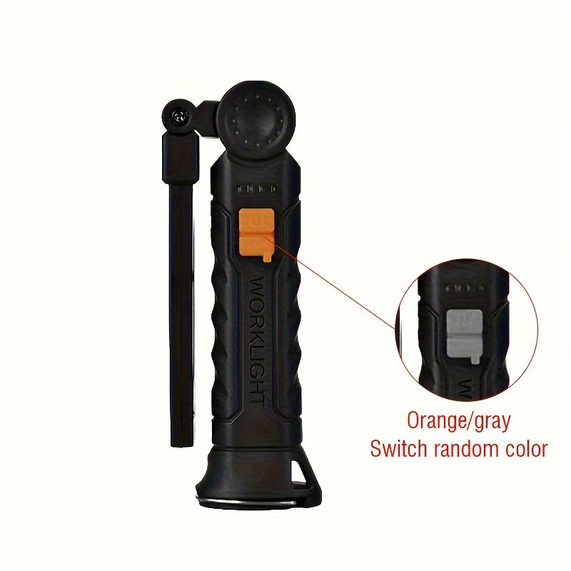 1 Multi-Functional Work Light with COB Side Lighting, USB Rechargeable, LED Flashlight, Portable Handheld Torch, Ideal for Repairs, Tent Lighting, Outdoor Camping, Fishing, and as a Concealable Lantern