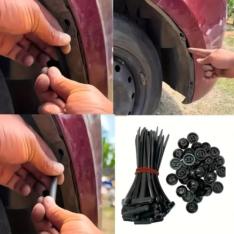90-Piece Nylon Self-Locking Cable Tie Mount Push Clips – Durable Plastic Fastener, Through-Core Nail Design, Screw Replacement for Auto Repair Fenders, Mud Flaps, Trunk Liners, Cable Management & Multi-Purpose Heavy Duty Fixing