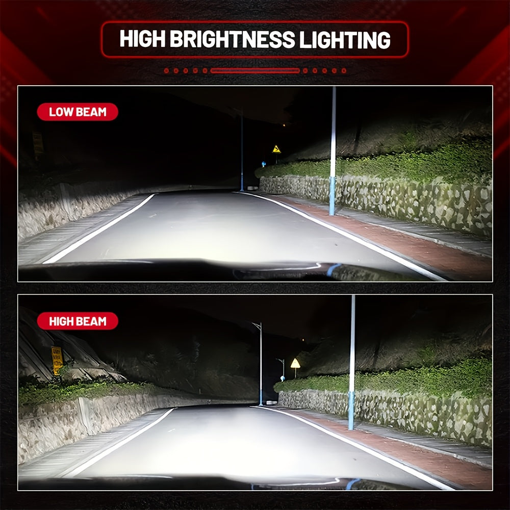 2pcs H4/9003 H7/H18 60000 Hours Ultra-Long Lifespan 58300LM LED Super Bright Front Bulbs 7500K 9006 9012/HIR2 Improves Night Driving Safety, 1000% Brightness Increase, External Driver