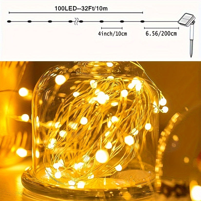 4/6 件套共 196 英尺 600 LED 太阳能仙女灯，情人节圣诞节户外 8 种模式铜线串灯，适合情人节庭院婚礼甲板后院树花园围栏泳池派对