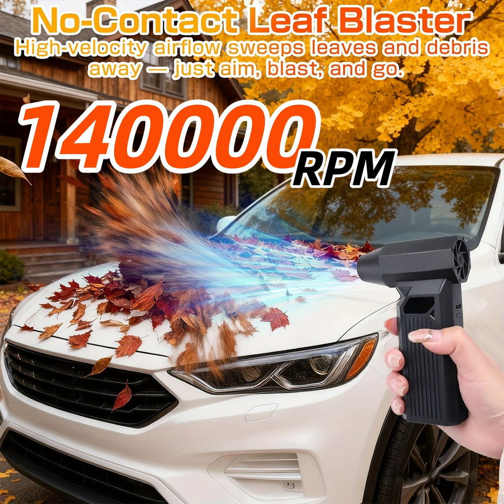 140000RPM High Power Turbo Fan with LED Light, Multi-speed Adjustable High Wind Speed, Powerful Snow & Leaf Blower, Brushless Motor Long Lasting Battery, Lightweight Mini Turbo Fan for Car Cleaning