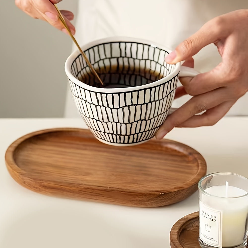 Rustic Acacia Wood Tray, Oval Wooden Platter, Shallow Serving Plate for Charcuterie Cheese Bread Fruit Vegetable Dip, Housewarming Gift, Christmas Halloween Decorative Tray