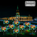 FACHOI 8件套-480LED太阳能烟花灯带智能光感器 4件套-240LED 适用于户外庭院、步道、露营、派对、婚礼、圣诞节和聚会 具有8种照明模式：白色/暖白色/多彩