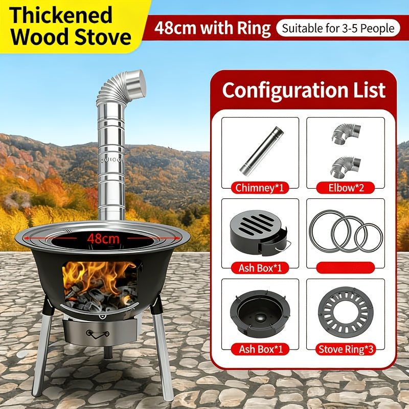 Large Wood Burning Stove, New Rural Multi-Functional Portable Wood Cooker for Iron Pot, Heating Stove