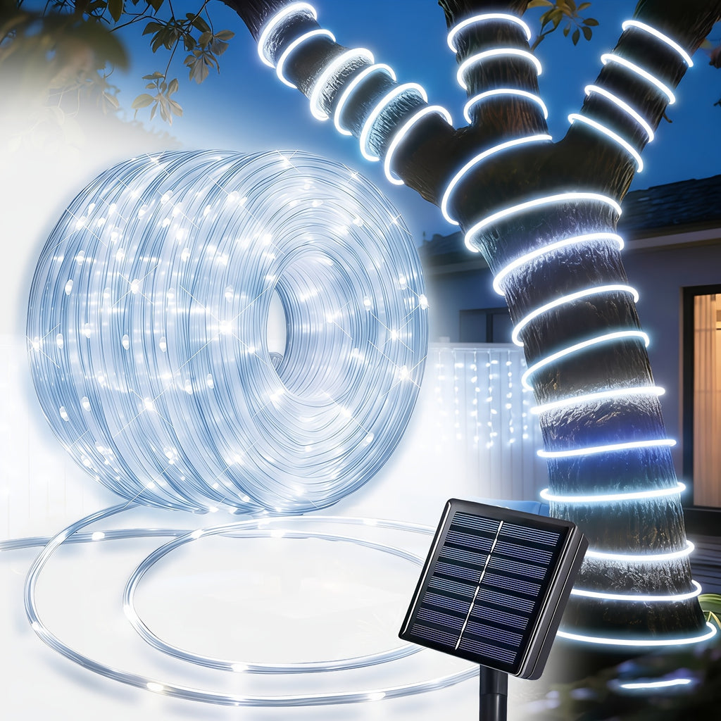 Outdoor fairy tube light, solar charging, 12 flashing modes, LED tube smart light strip, 300/200/100/50 high-brightness LED beads, suitable for decorating gardens, courtyards, engagements, parties, camping, trees, houses, Mother‘s Day