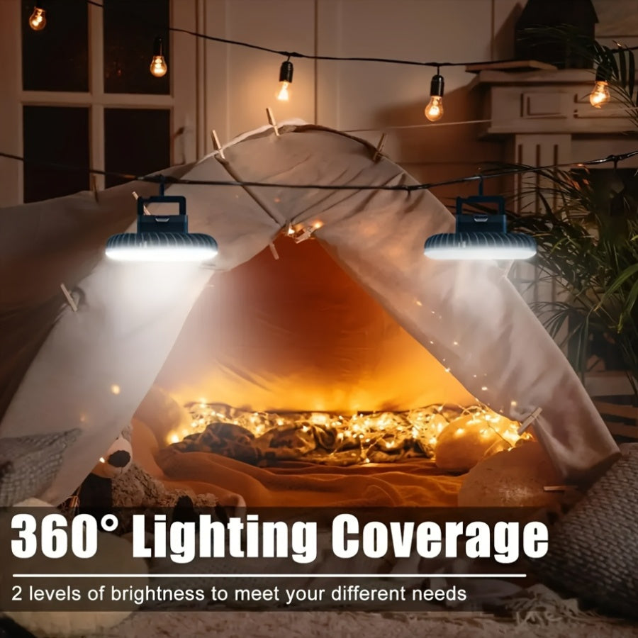 Portable Camping Fan Light with USB Charging Function, LED Fan Light for Tent, Working Lighting Hook, Powerful Repair Fill Light, Built-in 18650 Battery, Perfect for Camping, Hiking, Fishing and Outdoor Activities