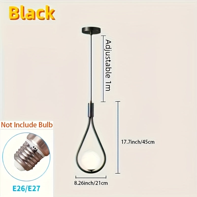 Modern Minimalist Metal Pendant Light, Semi-Flush Mount Ceiling Light with Lampshade, Polished Finish, Switch Control, Suitable for Living Room, Bedroom, Hallway