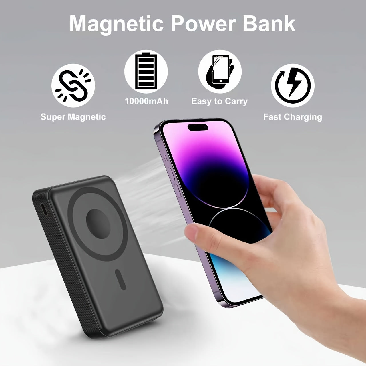 A 10000Mah 22.5W Magnetic Portable Power Bank Featuring Two Integrated Cables, an Essential Accessory for Everyday Travel