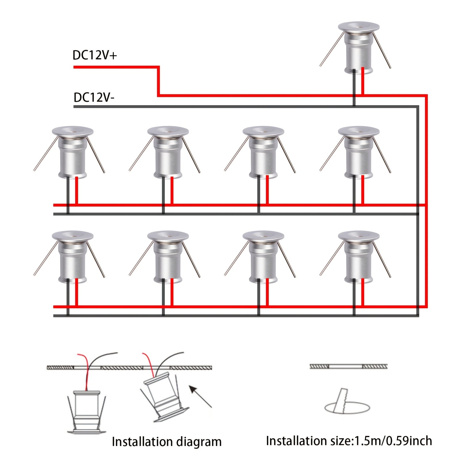 1W DC12V LED mini tube light, silver/black/white shell options, spotlight, cabinet light, display lighting, decorative lighting, 9-piece set