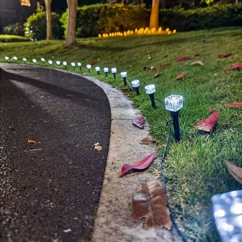 New / 8 Modes - High Brightness Solar Ice Cube Courtyard Decorative Light, Outdoor Glowing LED Light, Solar Outdoor Light, Ice Brick Light, IP44 Rated, Landscape Street Light, Lawn Ground Insert Light, 8 Modes, Festival Light, Garden Light