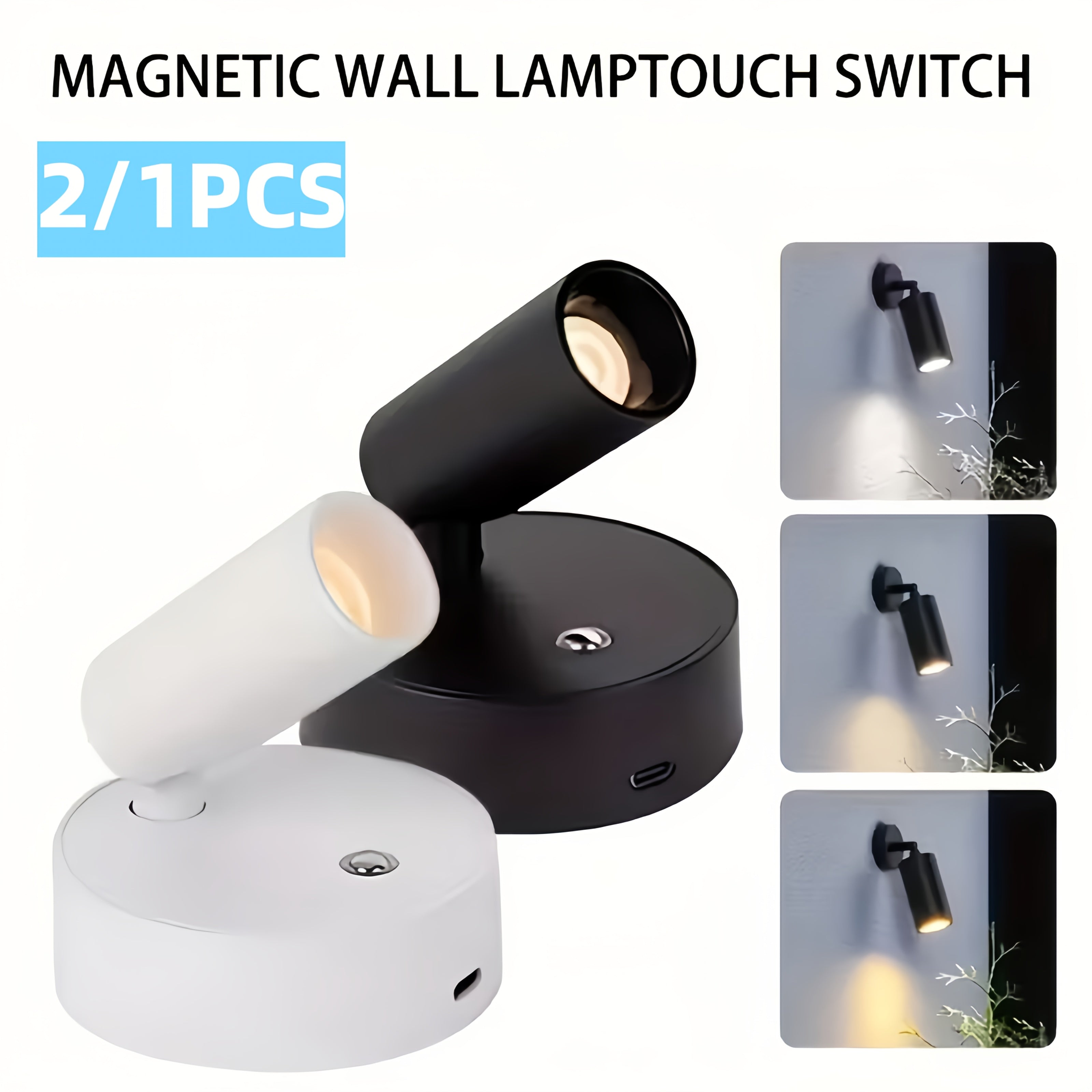 Home Decoration, Warm Color Bedtime Reading Light, Bedroom Arrangement, No-Wiring Rechargeable Wall Light Magnetic Spotlight USB Downlight Bedroom Wall Light, Picture Spotlight, Simple Decoration