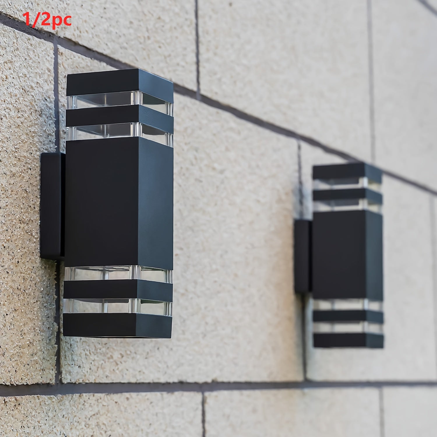 1/2-Piece, Modern E27 Socket Outdoor Wall Light, Outdoor Porch Light, Up and Down Lighting Exterior Fixture, Compact Wall Light Hallway Lighting Outdoor Light, Suitable for House, Garage, Patio, Villa, Garden (Bulb Not Included)