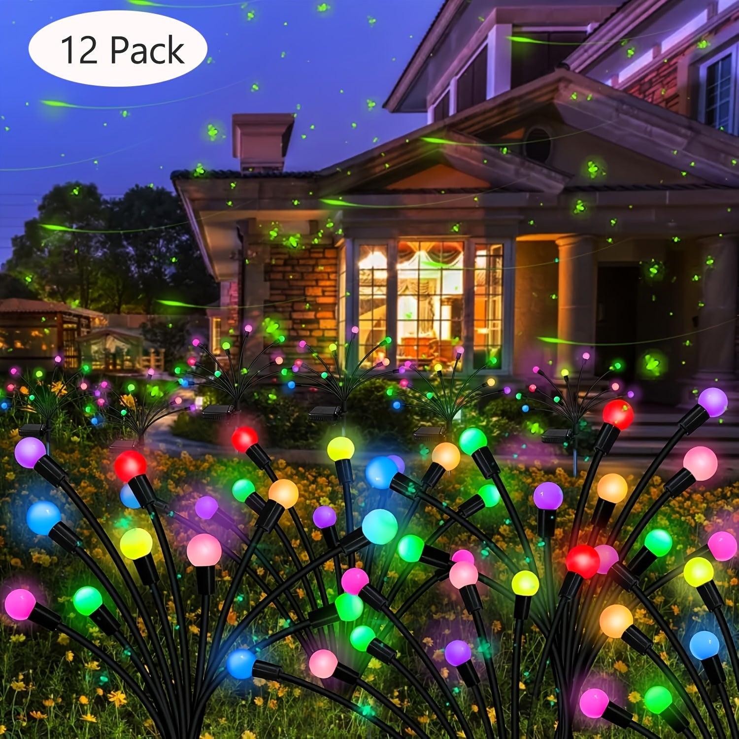 Solar Courtyard Light, 2/4/6/10/12 Pack Solar Outdoor Light, Outdoor Decorative Light, IPX5 Waterproof Swinging Solar Light, Firefly Light for Yard & Pathway, Large Bulb Swinging Solar Light