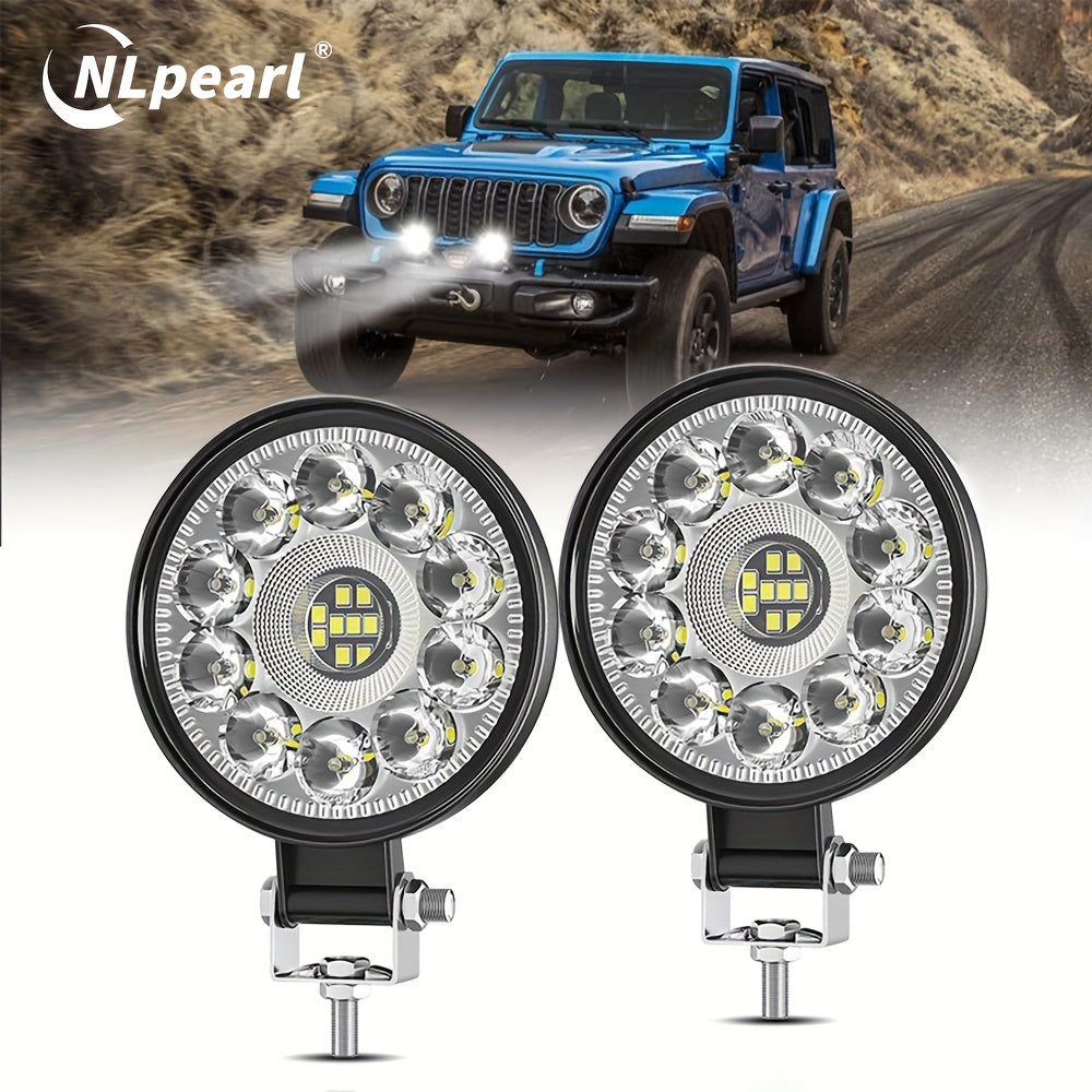 2Pcs 66W LED Work Light Round Square LED Off-Road Light Bar Flood Fog Light 12V 24V Off-Road 4x4 LED Headlight