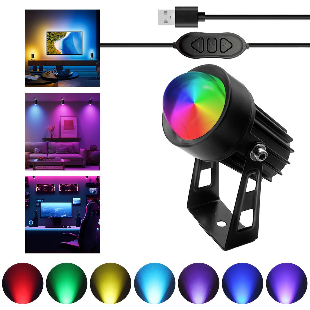 Indoor RGB Spotlight, Multi-Color Changing Wall Light, Mini Spotlight, Dimmable Color Changing LED Plant Spot Light, Art Decorative Light