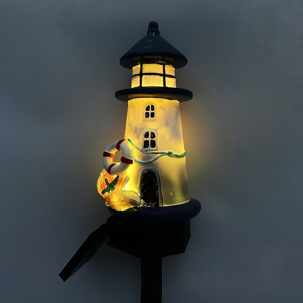 Solar Resin Lighthouse LED Outdoor Lighting Decorative Landscape Light Solar Garden Light Lawn Light Perfect for Courtyard Garden Lawn Festival Decoration