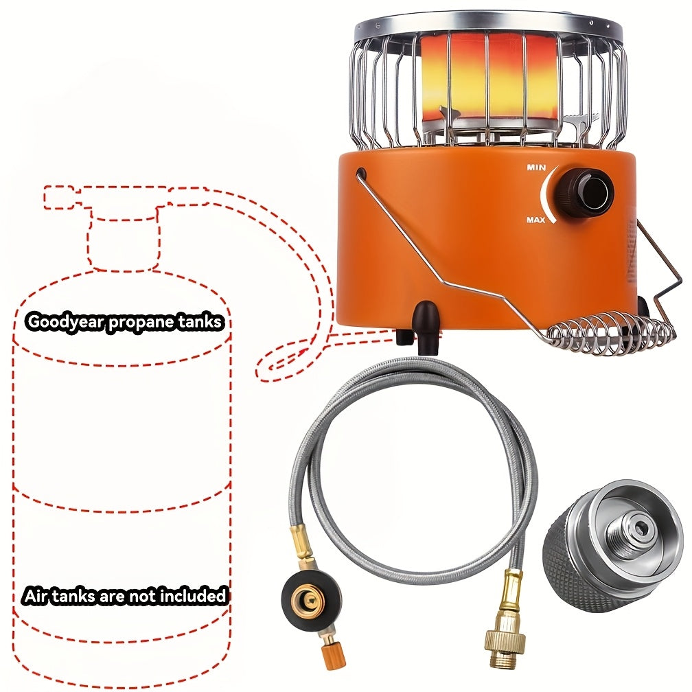 9000 BTU Adjustable Propane Heater Stove - 2-in-1 Indoor/Outdoor Portable Gas Stove, Ideal for Camping, Cooking & Emergency Preparedness, Compact 10.7 x 7 Inch Design, Orange & Blue, Adjustable Flame Control, Durable Stainless Steel Construction