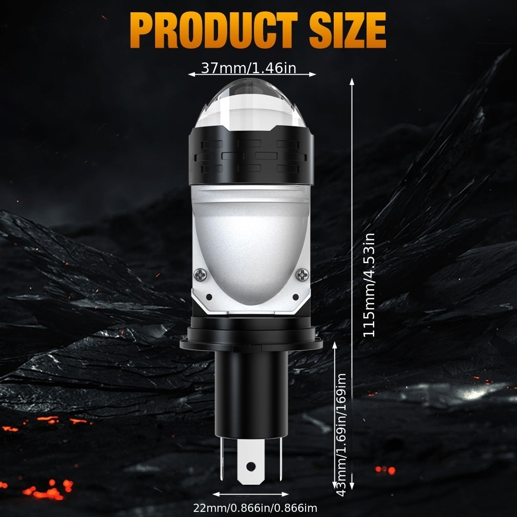 TOAUTO 2-Pack H4 LED Mini Projector Lens LED Car Headlight Bulbs 30000LM 100W CANBUS Turbo Car Bulb H4 High/Low Beam Fog Light Bulb 12V 24V, No Battery Included