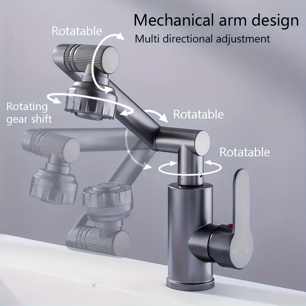 1 Set Gunmetal Gray Swivel Faucet RV Bathroom Kitchen Set - Durable ABS, 360° Hot & Cold Faucet with 23.62" Hose - Easy Install, User-Friendly Design