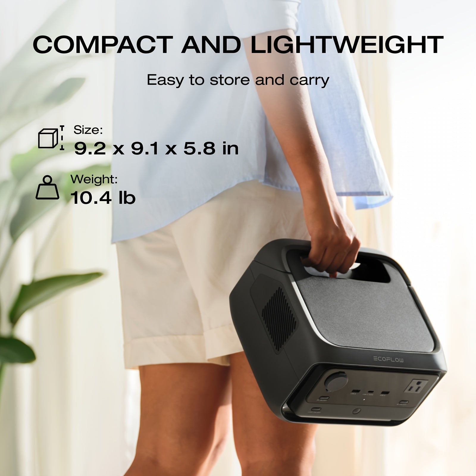 ECOFLOW River 3 Plus 270行動式電源站，配備45W/60W/100W太陽能板（可選SKU），268Wh LiFePO4電池，最大輸出1200W，3個交流插座，1小時快速充電，靜音<30分貝，可擴充套件至840Wh - 適合家庭、應急及戶外使用