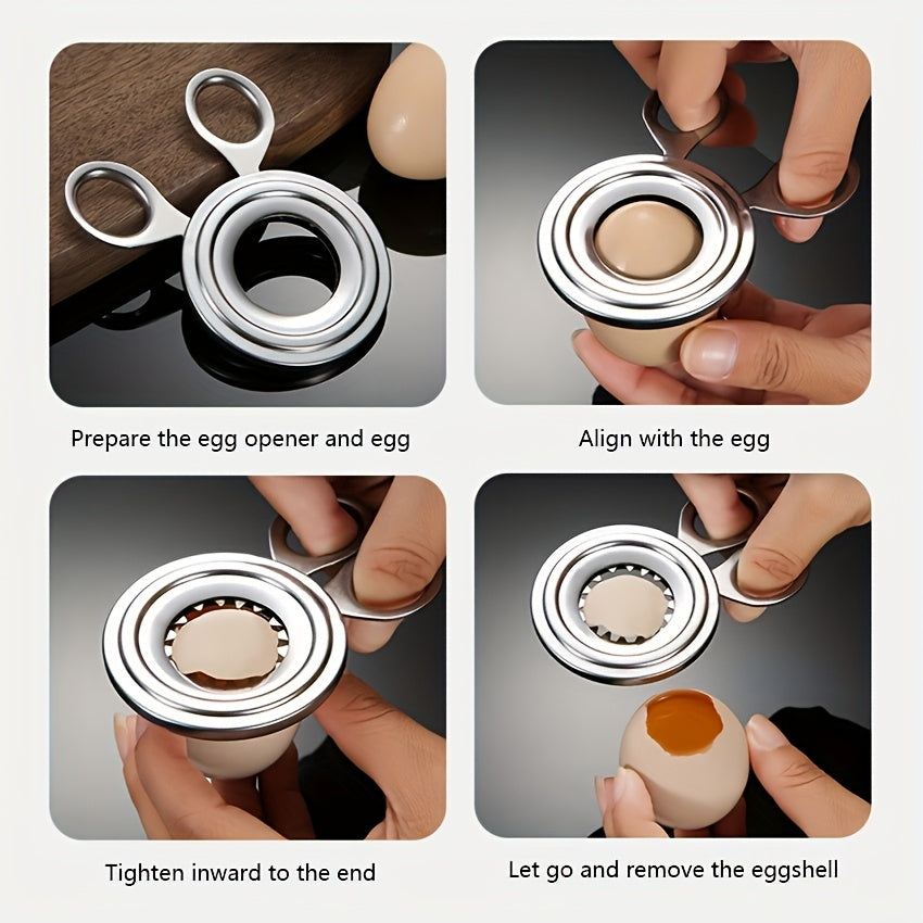 Stainless Steel Manual Egg Opener – Ideal Kitchen Gadget for Home & Restaurant, Effortlessly Cracks Perfect Eggs