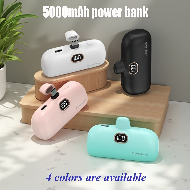 5000Mah Portable Battery Pack, Compact USB-C Charger, Small Travel Charger with LED Power Indicator, Pocket-Sized Power Bank, Lightweight Charger Compatible with for iphone 16/15 And Other USB-C Devices