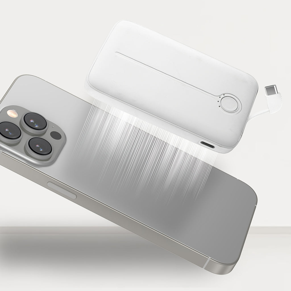 5000mAh Slim -Compatible Portable Charger - Wireless Power Bank with 15W PD USB-C, Compact Design for iPhone 16/15/14/13/12 Series & More, Rechargeable Lithium Polymer Battery, Sleek White Finish, iPhone Battery Case | Modern Accessory | Highquality Conne