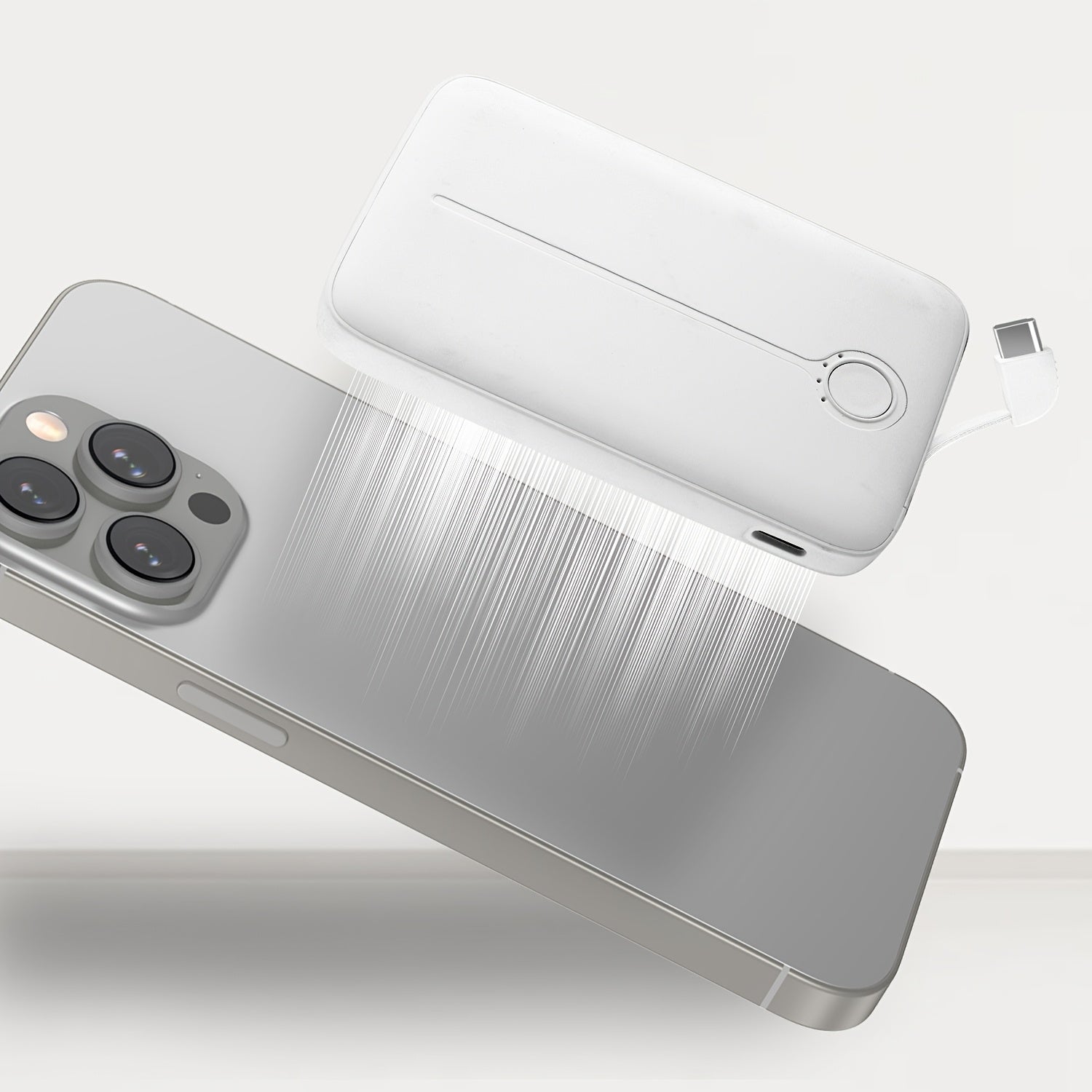 5000mAh Slim -Compatible Portable Charger - Wireless Power Bank with 15W PD USB-C, Compact Design for iPhone 16/15/14/13/12 Series & More, Rechargeable Lithium Polymer Battery, Sleek White Finish, iPhone Battery Case | Modern Accessory | Highquality Conne