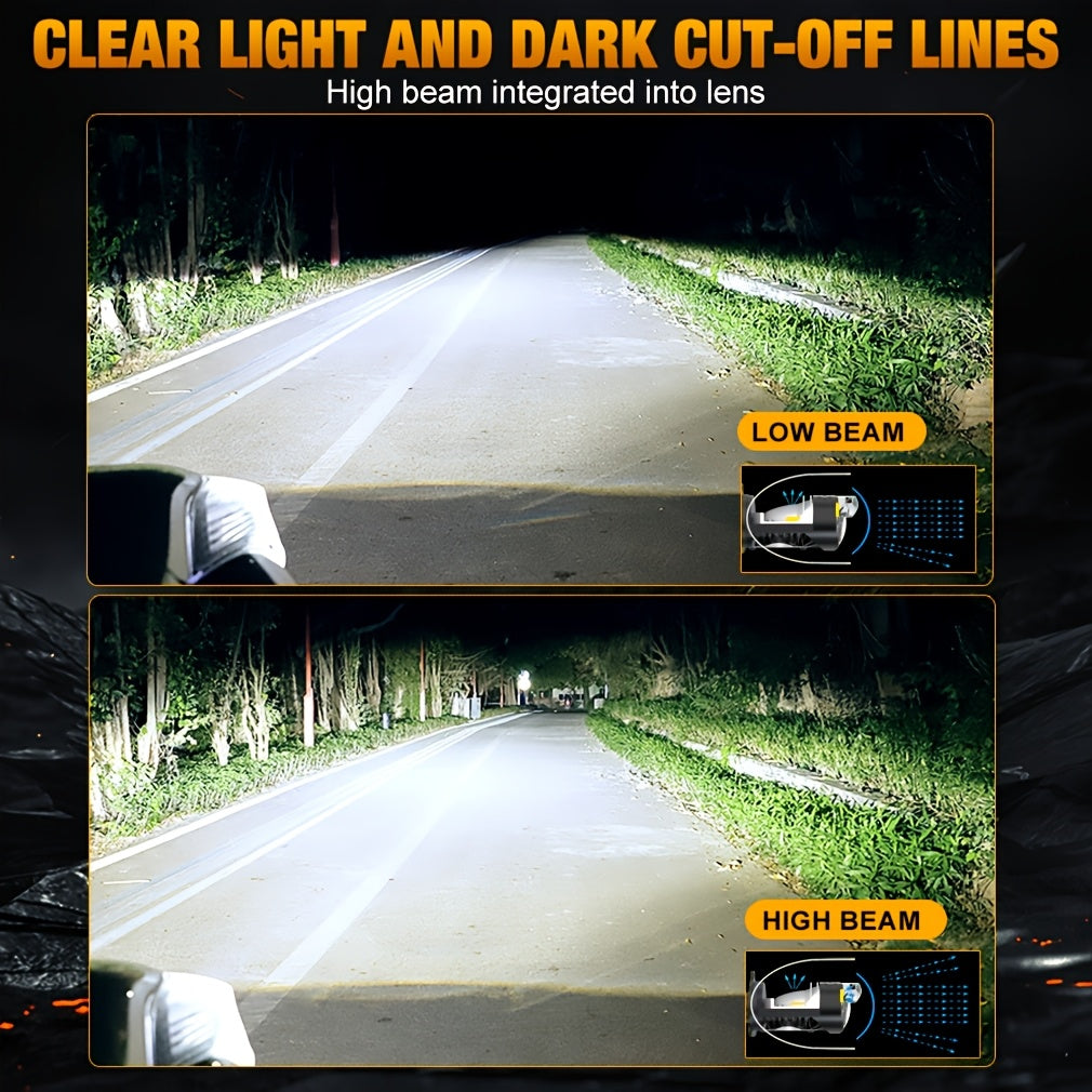 TOAUTO 2-Pack H4 LED Mini Projector Lens LED Car Headlight Bulbs 30000LM 100W CANBUS Turbo Car Bulb H4 High/Low Beam Fog Light Bulb 12V 24V, No Battery Included