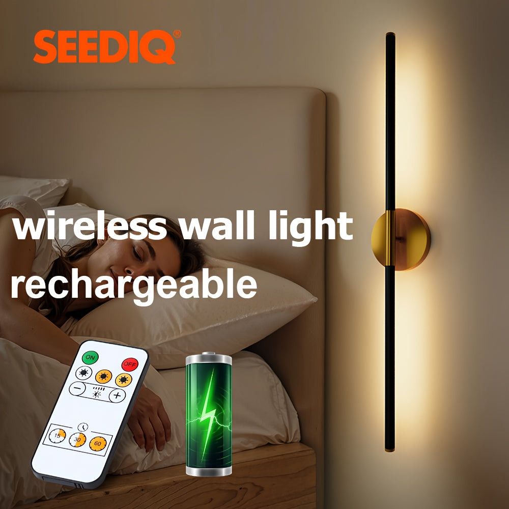 USB Type-C Rechargeable Wall Light, Removable Tube, 4400mAH, Gold, Remote Control Dimmable & Adjustable Color Temperature, Magnetic Installation, Suitable for TV Side, Sofa Background, Living Room, Hallway, Bedroom Bedside
