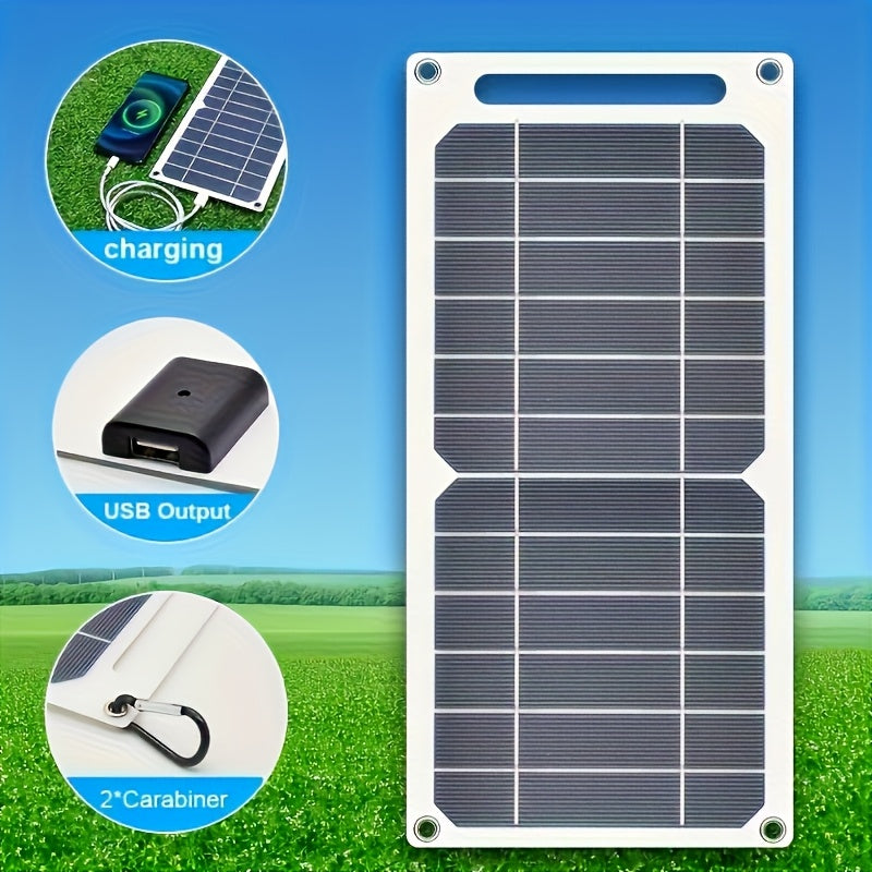一款適合戶外旅行和露營的太陽能板充電器 - 使用太陽能供電，具有充電控制器，連接器：女性連接器轉換為男性 USB - 適合手機、手機充電器、手電筒、風扇、平板電腦