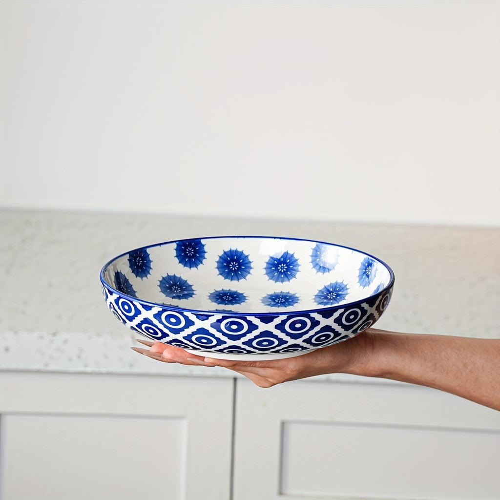 Four-Piece Ceramic Pasta Bowl Set, 32oz Porcelain Serving Soup & Cereal Bowl, 8.5-Inch Wide Shallow Salad Dinner Bowl – Microwave, Dishwasher & Oven Safe – Perfect for Valentine‘s Day, Christmas, Parties, Weddings