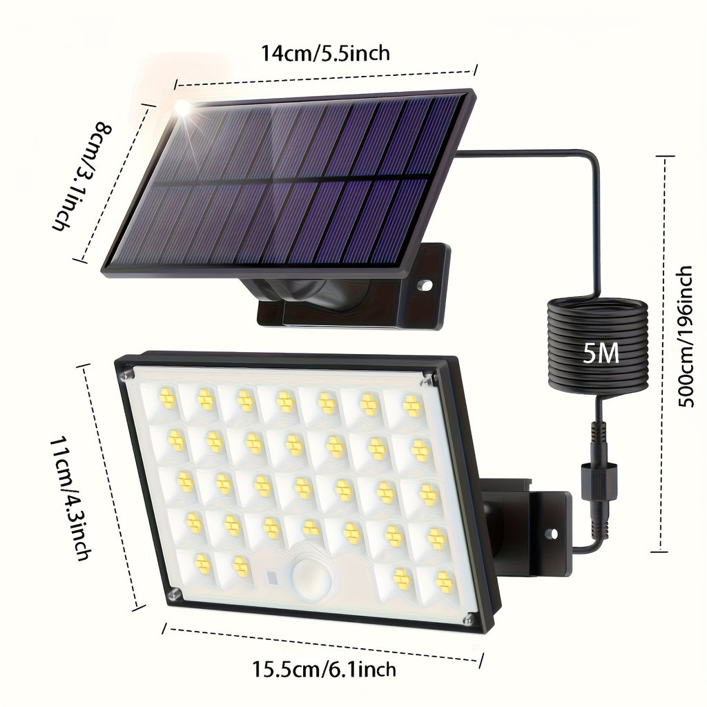 127 LED Solar Split Light - Outdoor IP65 LED Street Light, Perfect for Garden Courtyard Lawn Patio | Remote Control & Motion Sensor | High Brightness Energy Saving Security Lighting