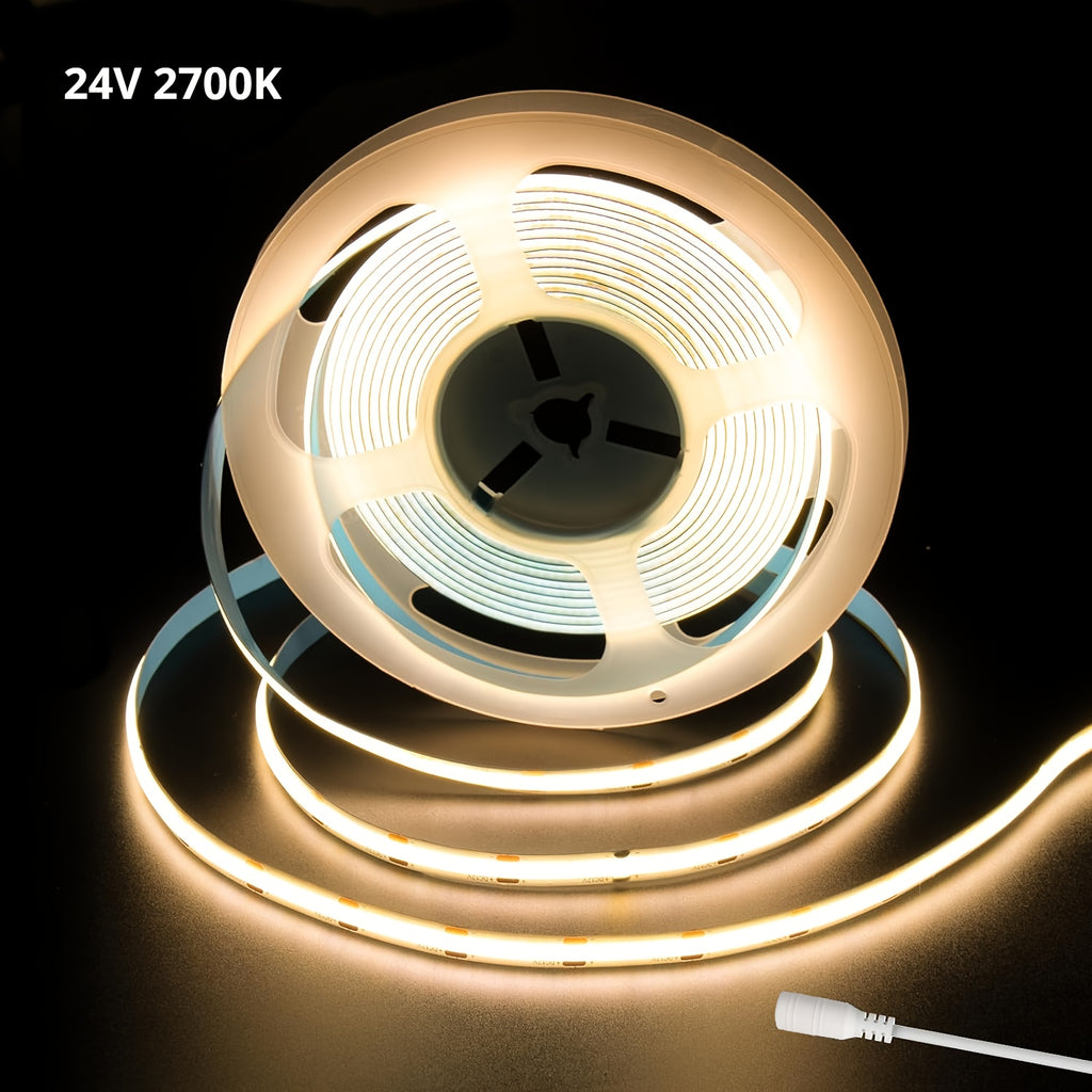 12V/24V320灯/米8mm宽COB灯带配DC连接器5米一套