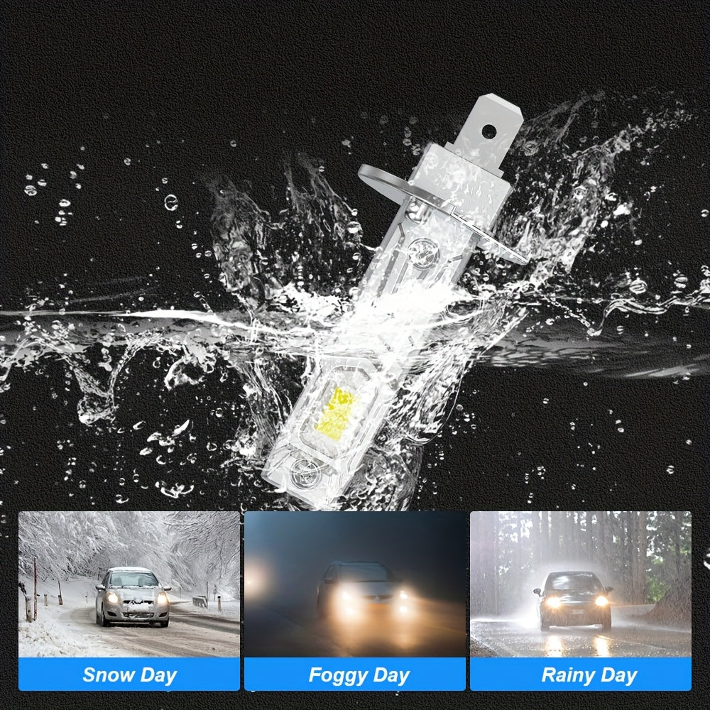 2025 Newest Upgraded H1 LED Headlight Bulbs 1:1 Size 18000LM White 6500K Super Bright LED H1 Fog Light Bulbs Plug-and-Play 2-Pack