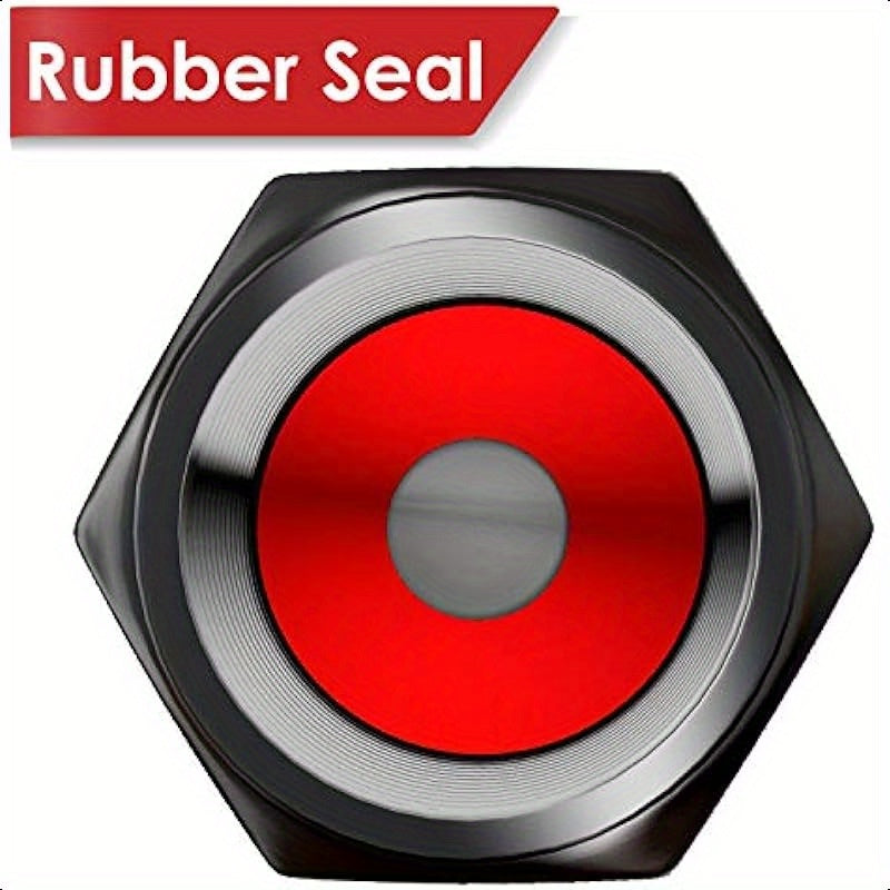 12-Pack Heavy Duty Tire Valve Caps – Hexagon Design, Dustproof O-Ring Rubber Seal, Lightweight Aluminum Alloy, Gunmetal Gray with Red Knob, All-Weather Leak-Proof for Outdoor Use