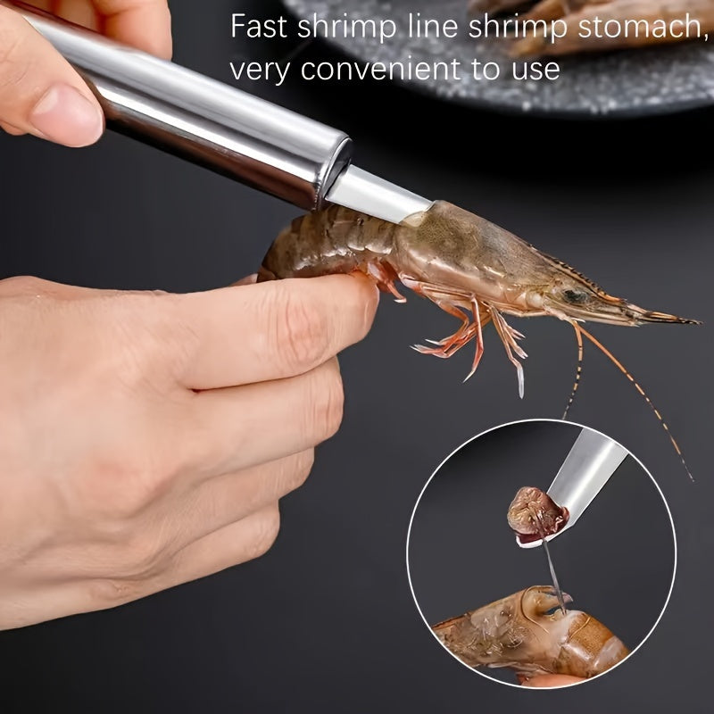 1 Piece Stainless Steel Shrimp Deveiner & Shell Remover Tool – Shrimp Cleaner & Peeler, Seafood Shell Cutter, Portable Shrimp Vein & Intestine Cleaner, Easy-Clean Kitchen Gadget for Lobster & Shrimp Preparation