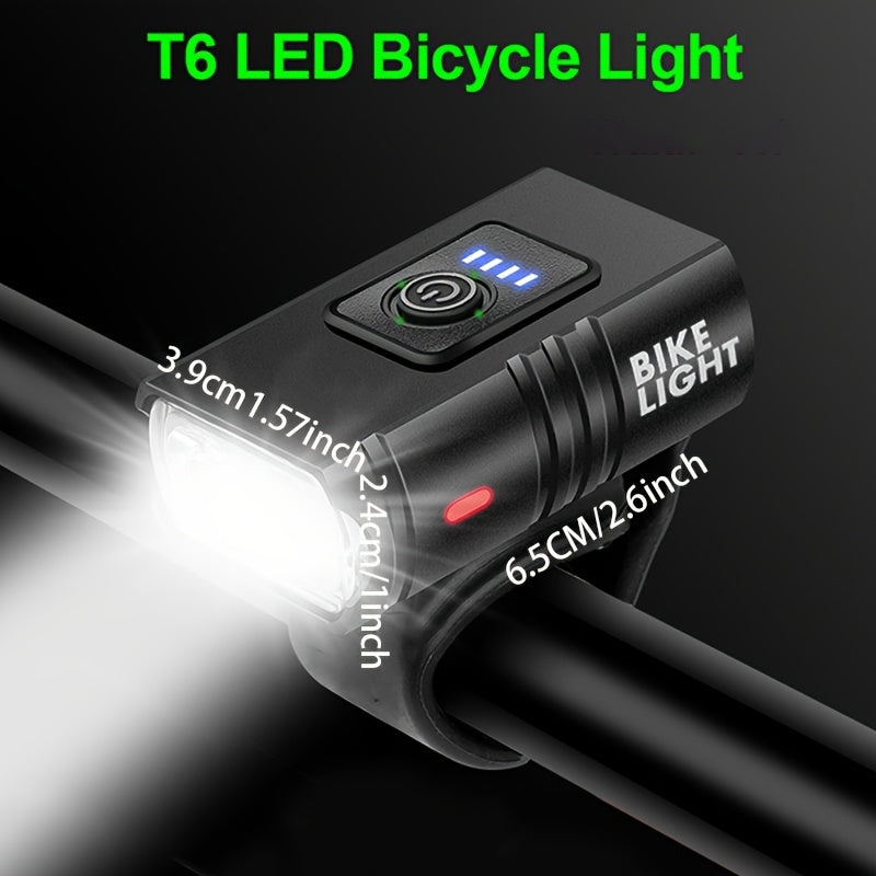 New LED Bike Light 1000LM, USB Rechargeable Power Display Headlight, Mountain Bike Front Flashlight, Cycling Equipment