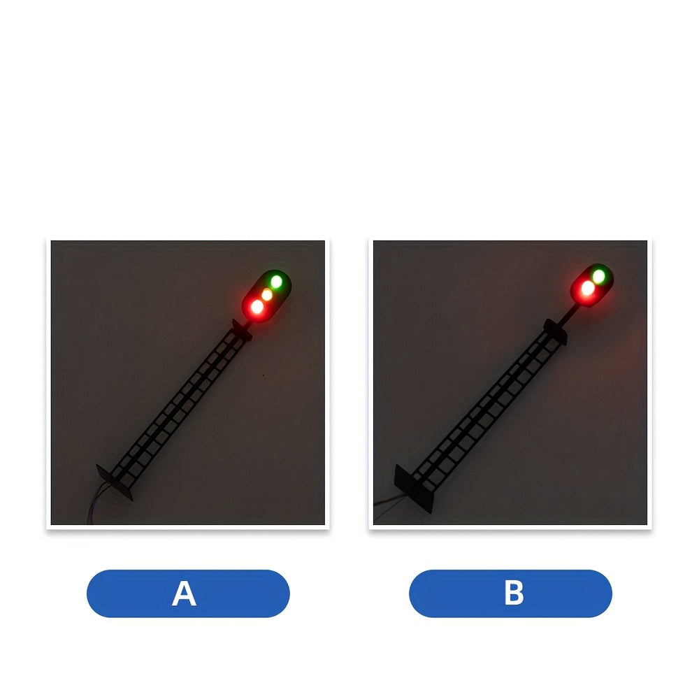 1 Set 1:87 HO Scale Model Railroad Track Signal Set, Includes Green, Red & Yellow Block Signals, 2-light & 3-light Configurations, Designed for Miniature Landscapes & Dioramas