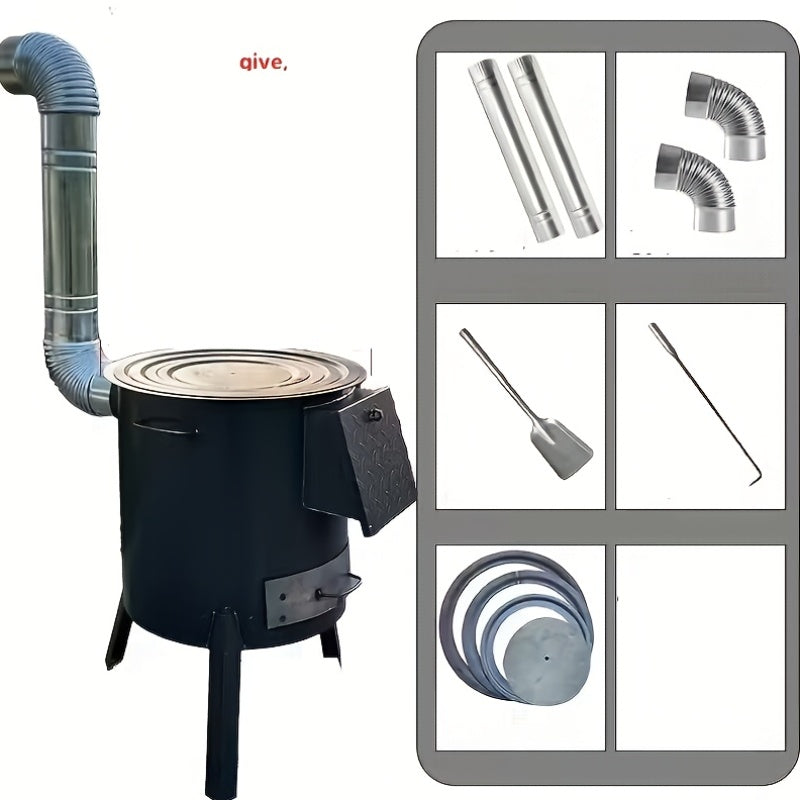 Wood Burning Stove for Home, Movable Earth Stove, Rural Wood Stove, New Type Heating Gasifier Stove, Outdoor Cooker