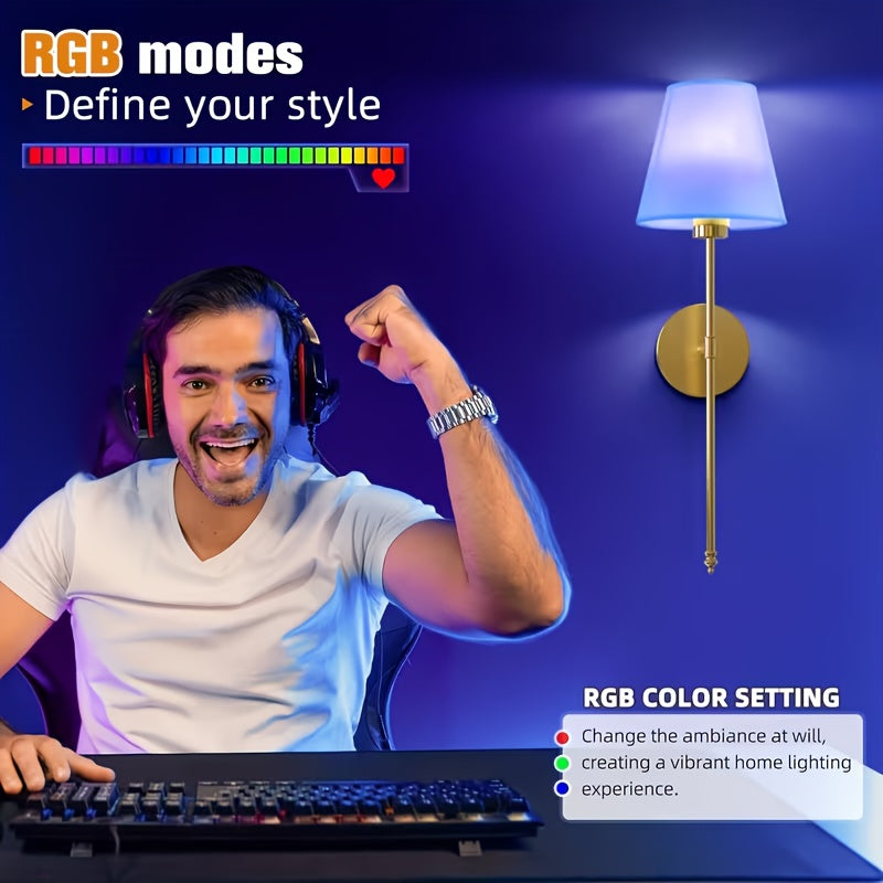 2-Piece Semi-Flush Mount Wireless Remote Wall Light - USB Rechargeable Battery - 9-Color Dimmable (E26), with “Note Control”, Suitable for Bathroom and Living Room / Bedroom (No Wiring Required)