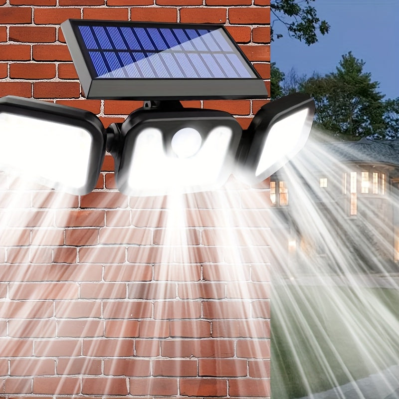 Solar LED Wall Light | 3-Head Outdoor Lighting | IP55 Waterproof | Solar Powered with Motion Sensor | Durable ABS and PC Material | Perfect for Garden, Courtyard, Garage | Halloween and Christmas Decoration