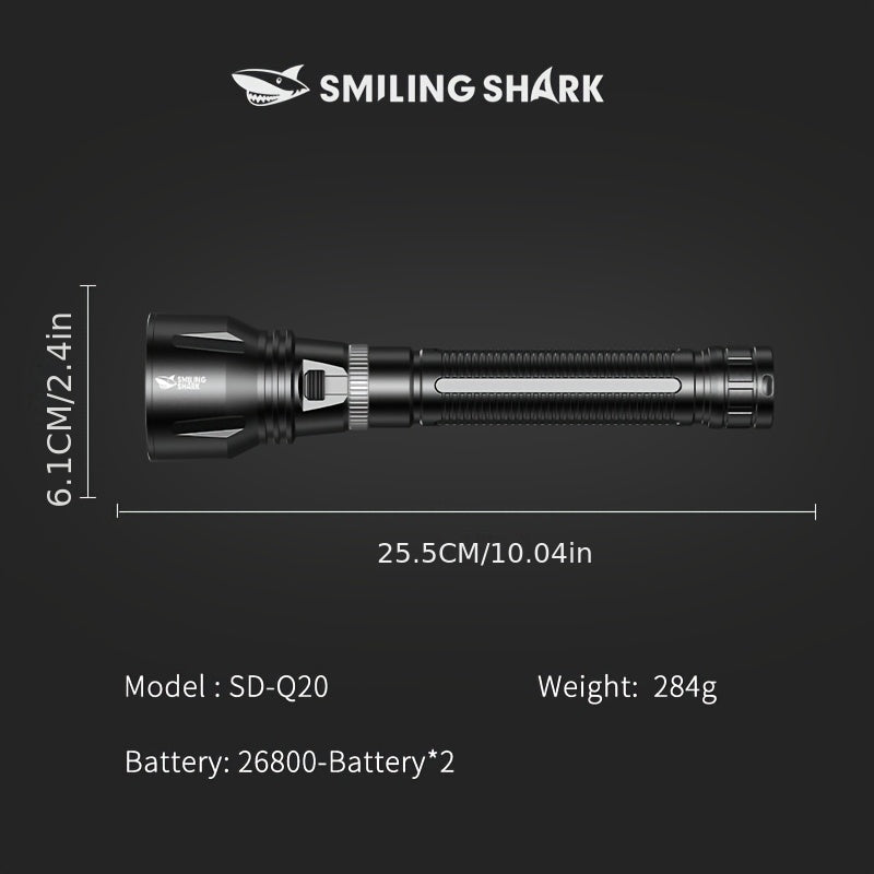 Smiling Shark Rechargeable High Lumen Diving Flashlight, LED High Power Dimmable Ultra Bright Rechargeable Light, for Diving & Night Lighting, Perfect for New Year Christmas Gifts